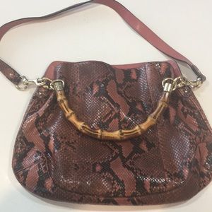 Gucci pink snake print purse